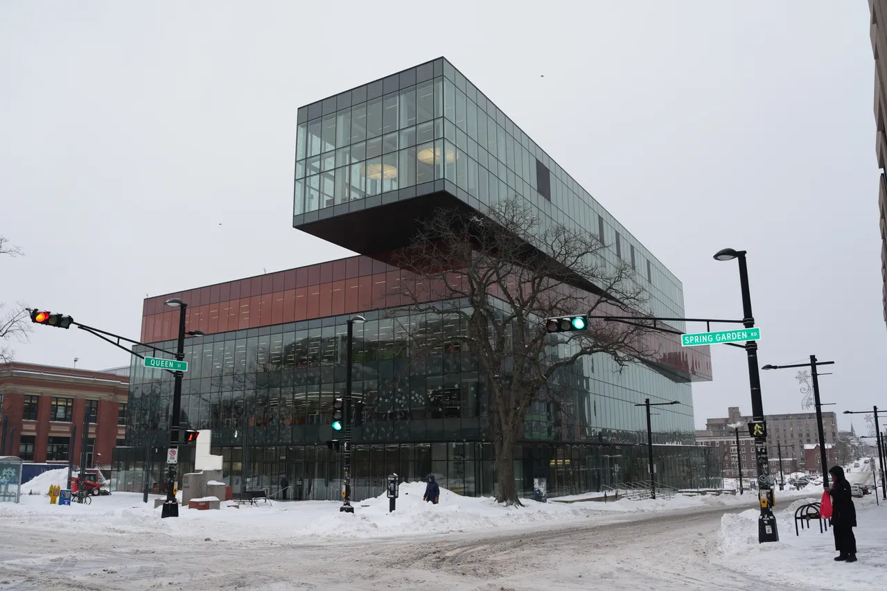 Halifax Central Library in the snow, January 2026.