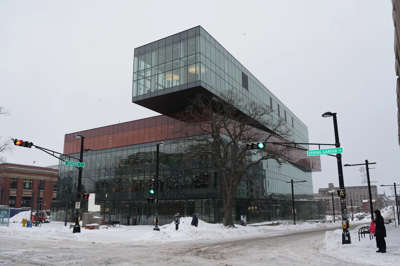 Halifax Central Library in the snow, January 2026.